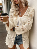 Autumn/Winter New Beach Knit Sweater Style Sexy Solid Color Knit Cardigan, Beach Cover-Up Open Front Sweater