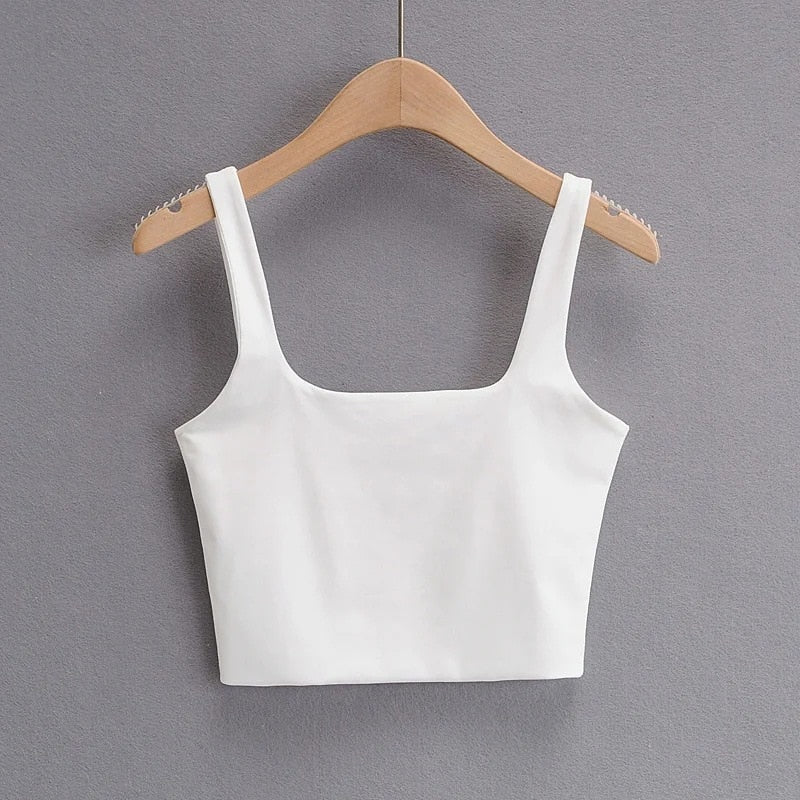 Summer Women Sexy Sleeveless Tops Fashion Short Square Collar Tank Tops 6 Colors