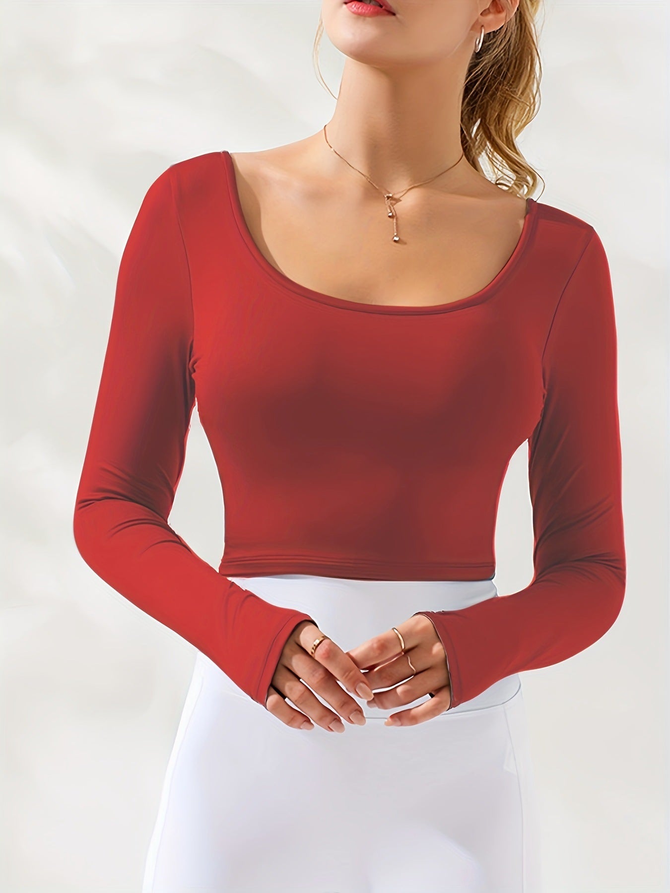 Long Sleeve Knit Crop Top for Women's Sports and Leisure Wear