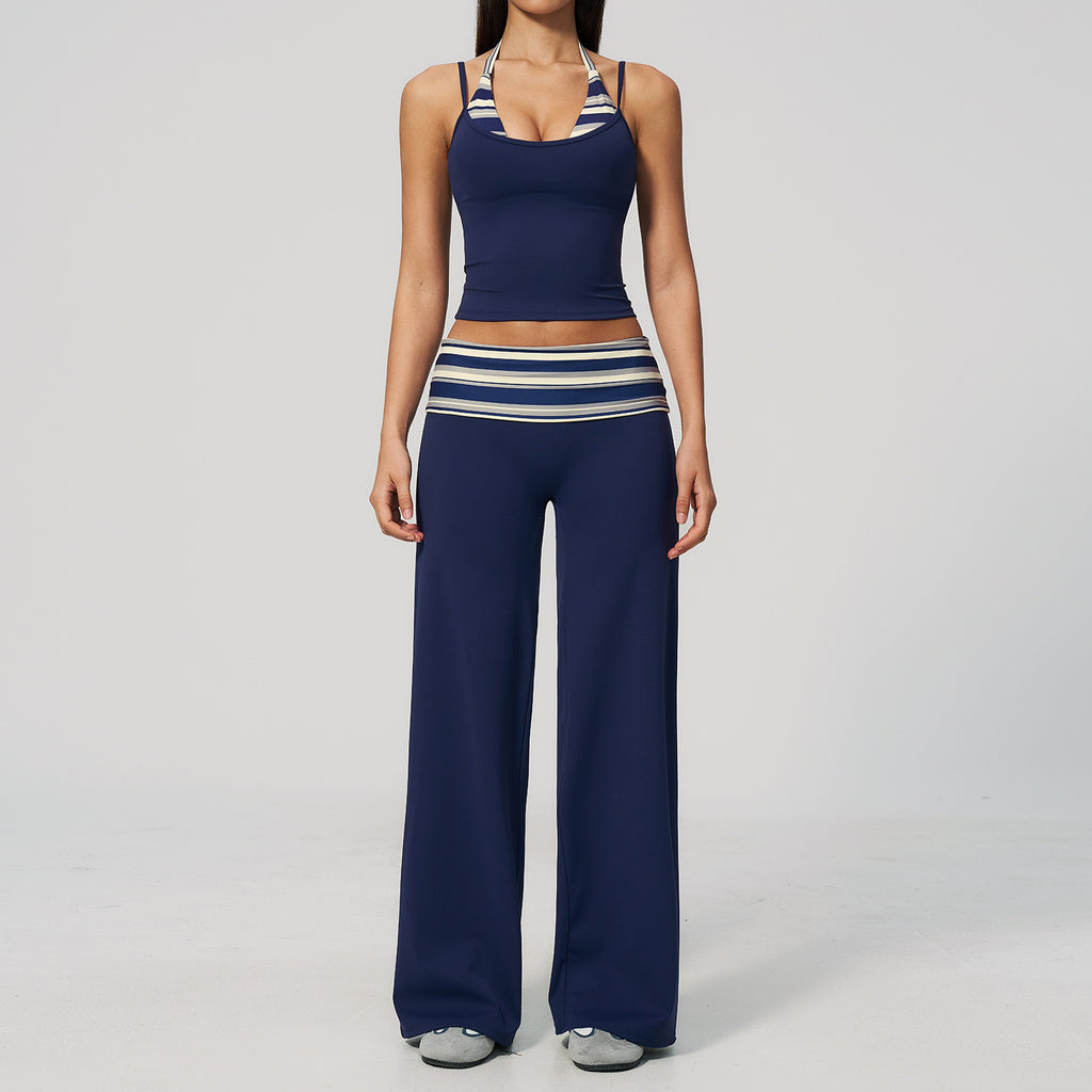 Fashionable Polka Dot Faux Two-Piece Workout Set with Tummy Control and High Waist for Running, Yoga, and Fitness - Moisture-Wicking Gym Wear