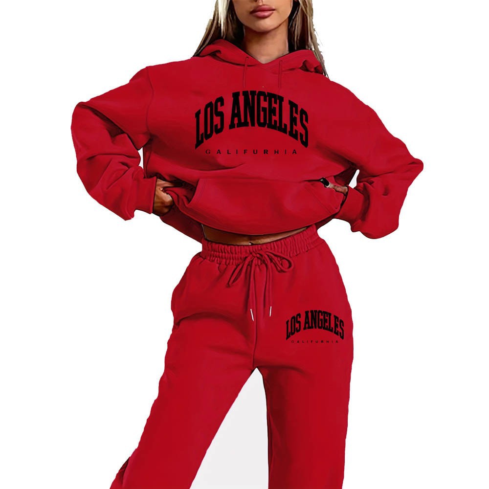 women's sportswear hoodie set,printed  casual high-quality hooded sweatshirt set