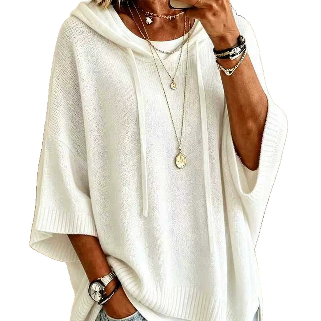 Women's Autumn/Winter New Style Casual Solid Color Hooded Knit Sweater Set