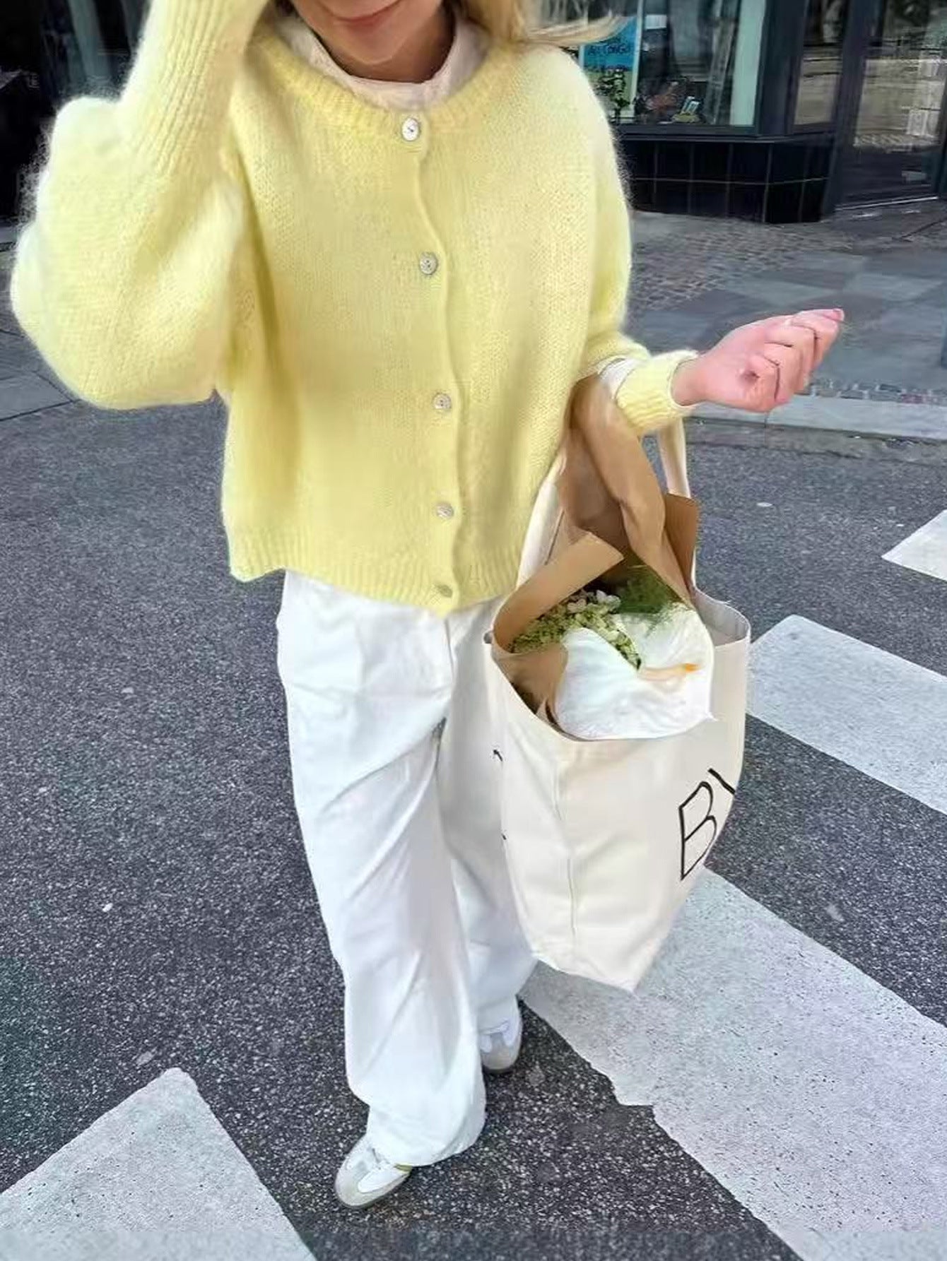 Soft Knit Cardigan for Women, Autumn/Winter, Cozy Woolen Crewneck, Loose Lazy Style, Solid Color, Short Sweater Coat