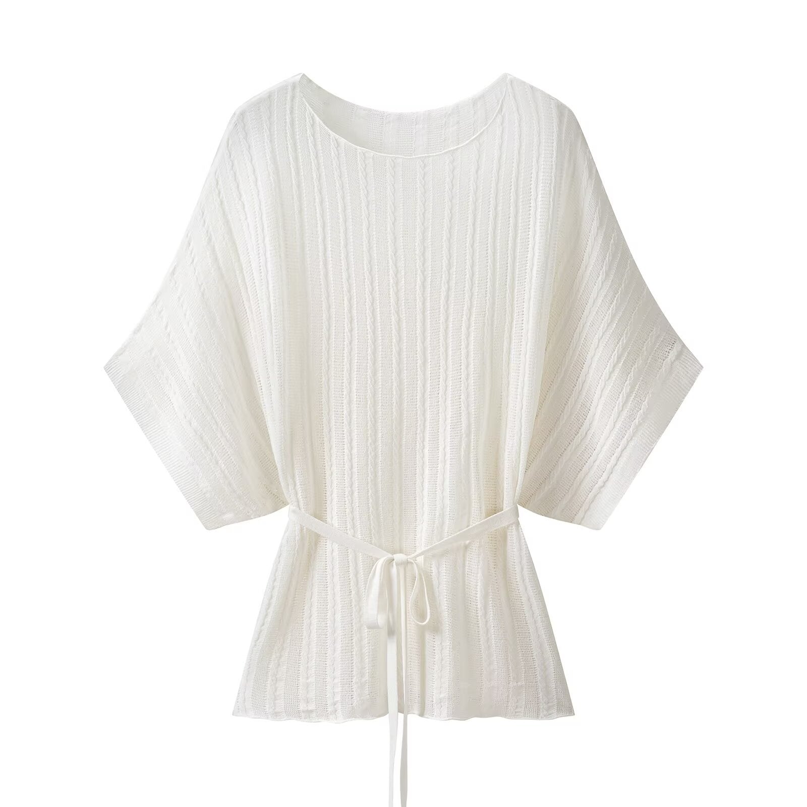 Elegant Tencel Linen Bat Bat Shirt Commuter Style Top