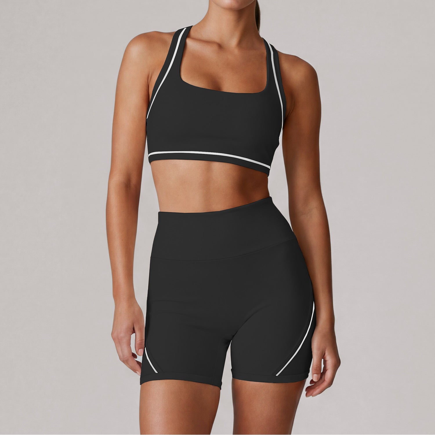 Fashion Halter Neck Fitness Set for Women, Sporty Tank Top, Yoga High-Waisted Shorts, Pilates Workout Top, Summer