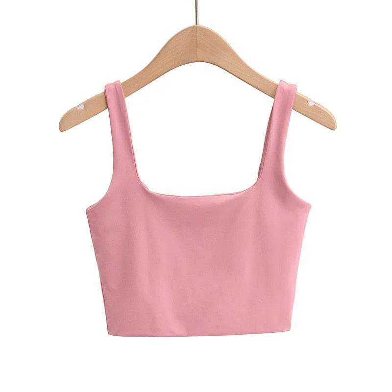 Summer Women Sexy Sleeveless Tops Fashion Short Square Collar Tank Tops 6 Colors