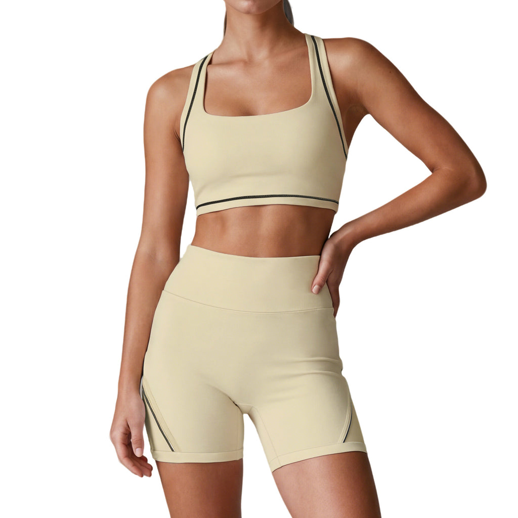 Fashion Halter Neck Fitness Set for Women, Sporty Tank Top, Yoga High-Waisted Shorts, Pilates Workout Top, Summer