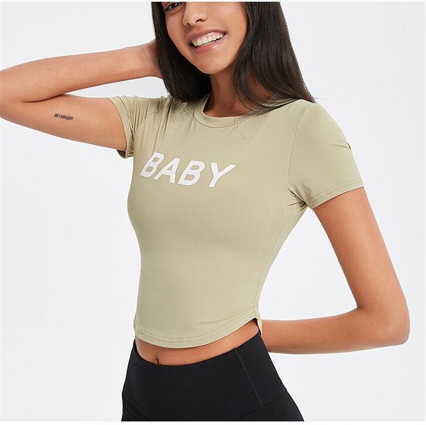 Yoga Shirts Short Sleeve Solid Color Vital Seamless Women Fitness Crop Top Workout Tops