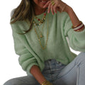 Winter New Soft Lazy Style Ribbed Crewneck Sweater Casual Loose Knitwear Long Sleeve Top