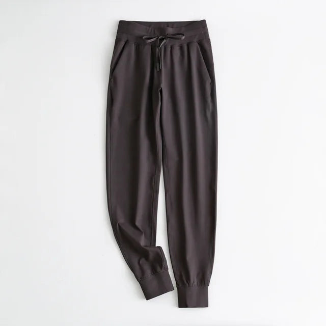 Stretch Fabric Workout Sport Joggers Pants Women Waist Drawstring Fitness Running Sweatpants with Two Side Pockets