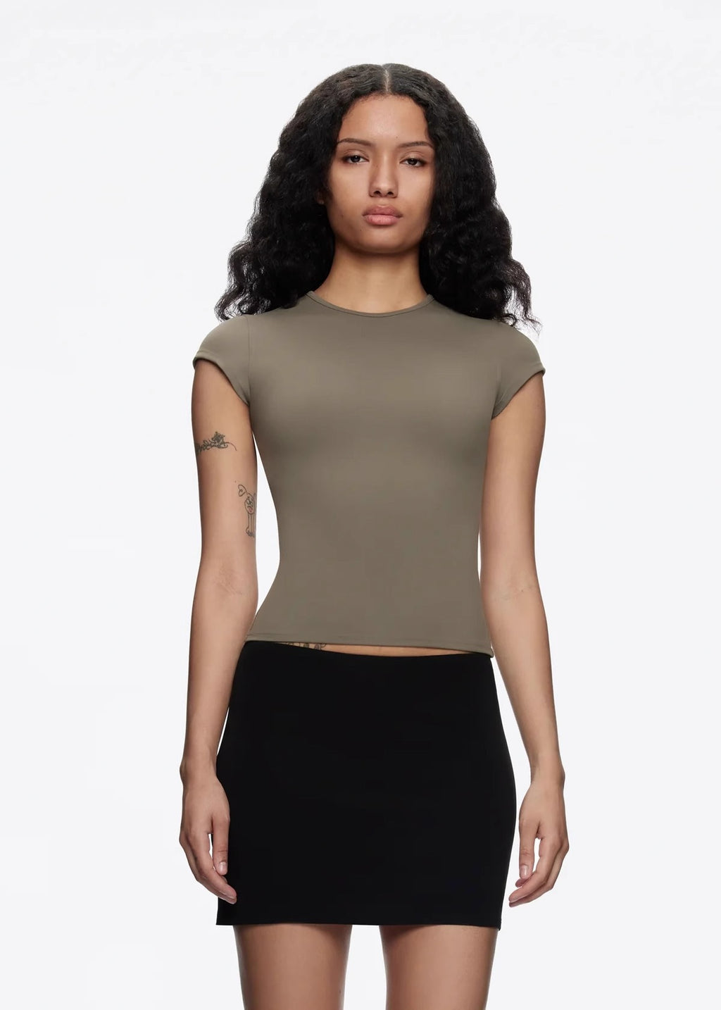 Tankair Soft Touch Stretchy Fitted Workout Crop Top with Cap Sleeves,