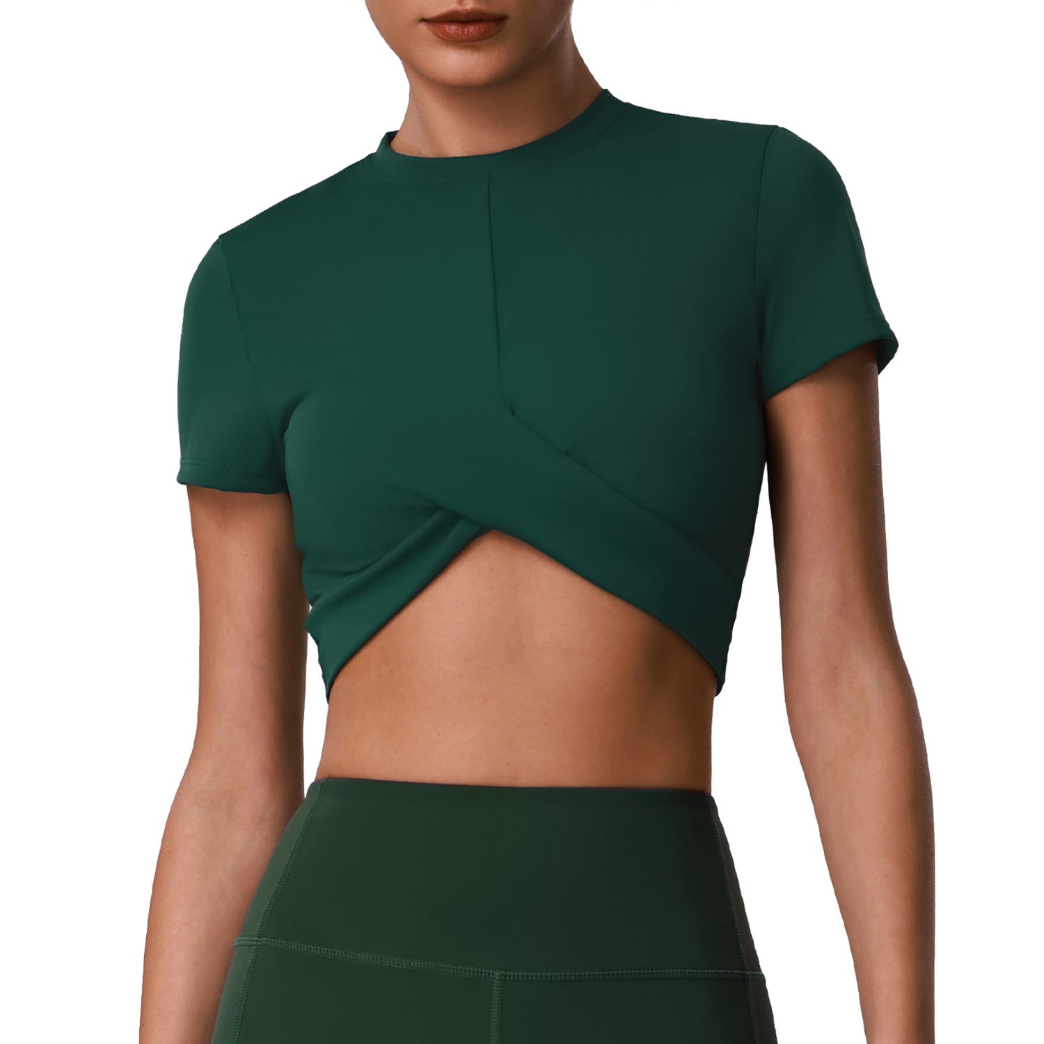 Slim-Fit Quick-Dry Workout T-Shirt with Waist-Cinching Design, Short Sleeve Athletic Top for Yoga and Outdoor Activities, Wearable as Outer Layer