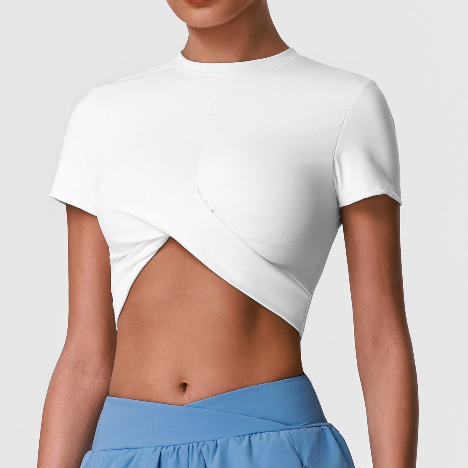 Slim-Fit Quick-Dry Workout T-Shirt with Waist-Cinching Design, Short Sleeve Athletic Top for Yoga and Outdoor Activities, Wearable as Outer Layer