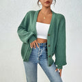 Women's Knit Cardigan V-Neck Open Front Solid Color Sweater Casual Versatile Knitted Jacket