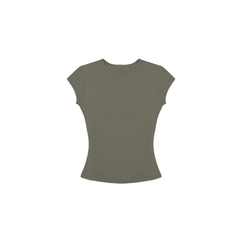 Tankair Soft Touch Stretchy Fitted Workout Crop Top with Cap Sleeves,