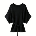 Elegant Tencel Linen Bat Bat Shirt Commuter Style Top