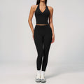Creamy Feel Yoga Set with Fleece-Lined Deep V Neck, Strapless High Waist, Slim Fit, Butt-Lifting Workout Yoga Outfit for Women