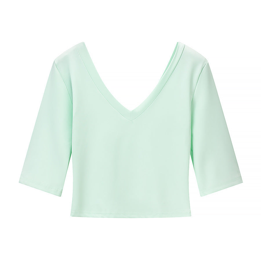 Pure Desire Wind Spicy Girl Cross V-neck Shoulder Top
