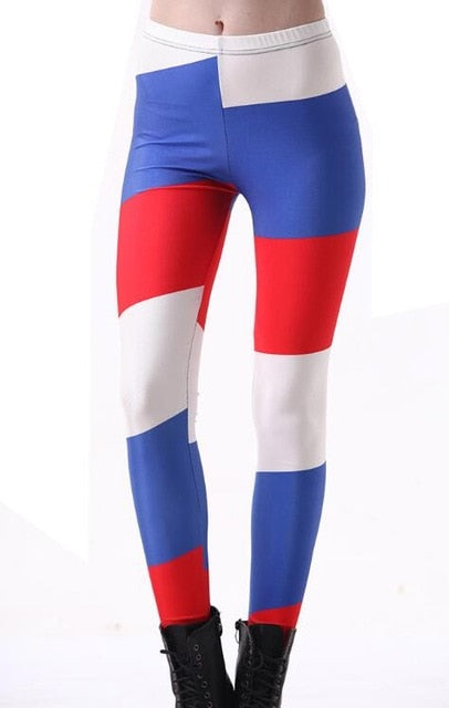 Full Length Fitness Leggings American Flag Print Women Workout Pants 2xL 3xl 4XL Plus Size Leggins For Girls