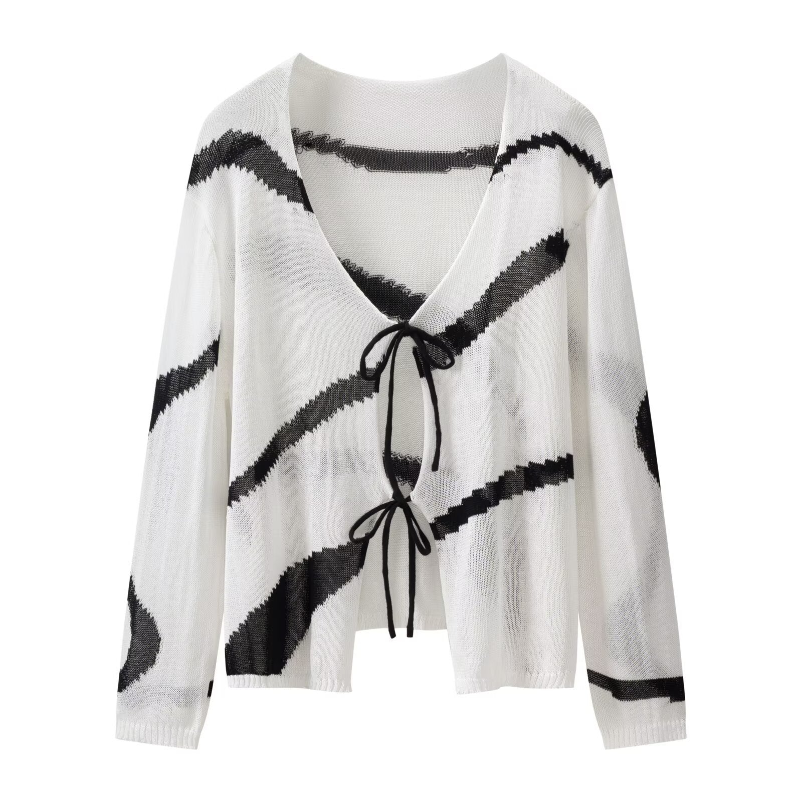 Thin knit cardigan with diagonal straps