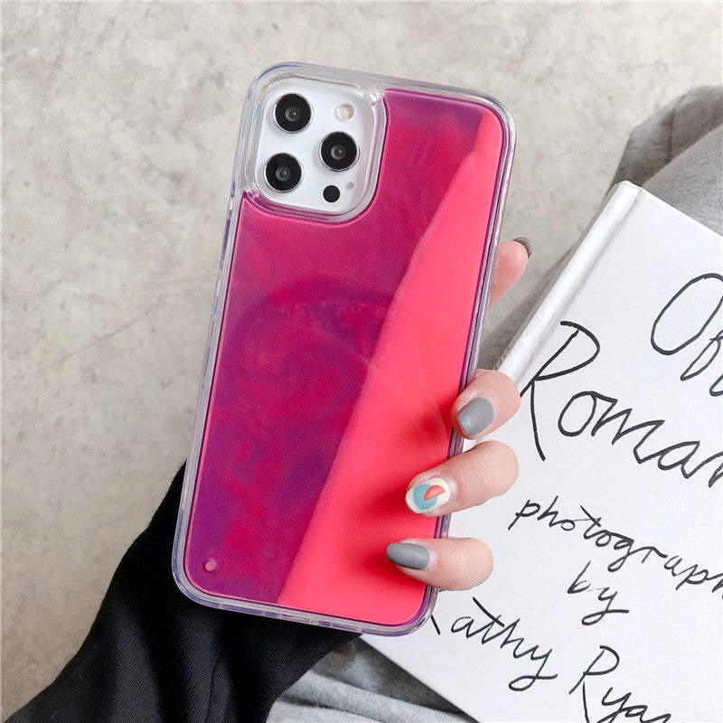 Solid Color Liquid Sand Case for iPhone 17 Pro Max, Glow-in-the-Dark Protective Cover for Apple 16, 15, 14 Full Coverage Foreign Trade Style