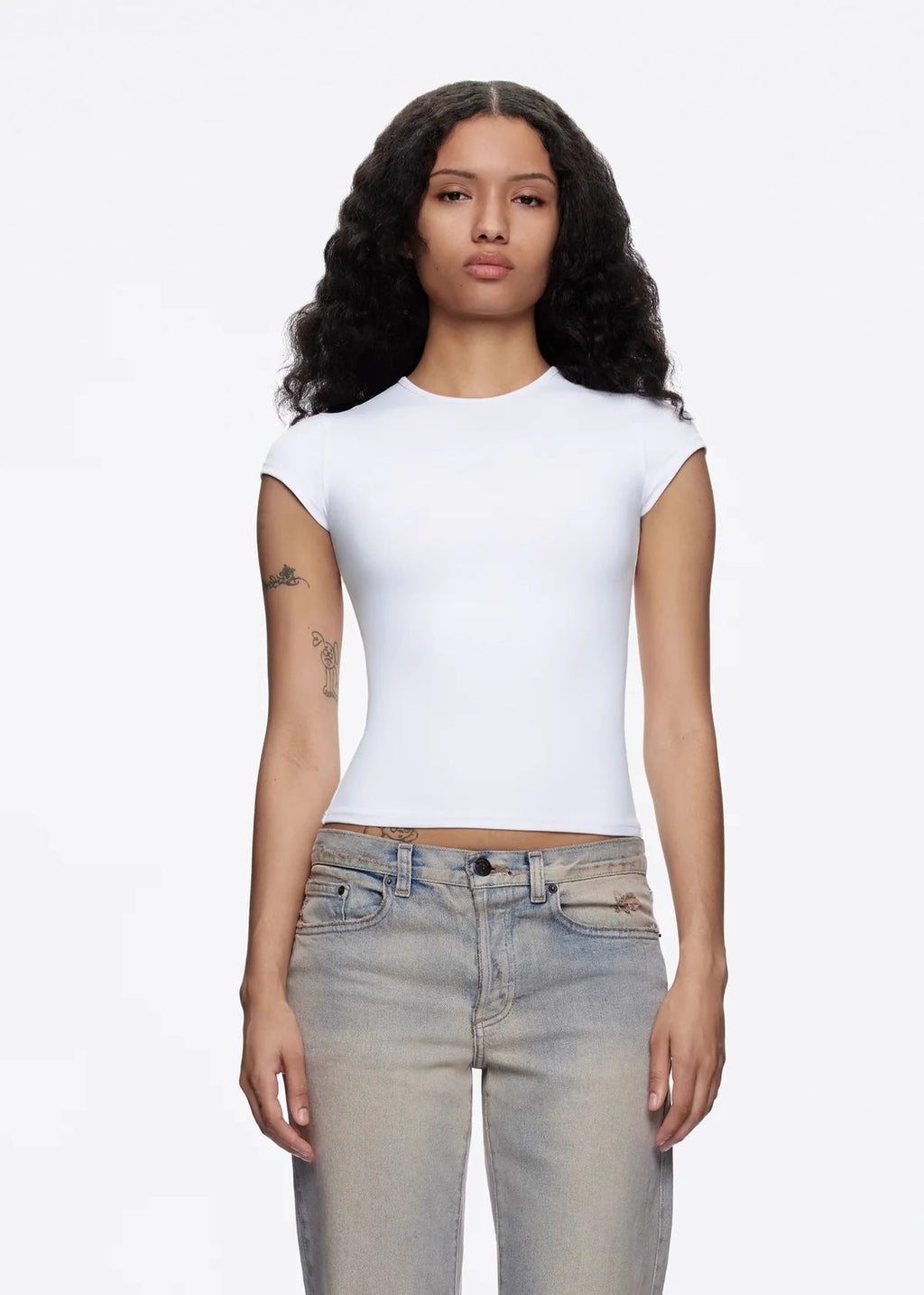 Tankair Soft Touch Stretchy Fitted Workout Crop Top with Cap Sleeves,