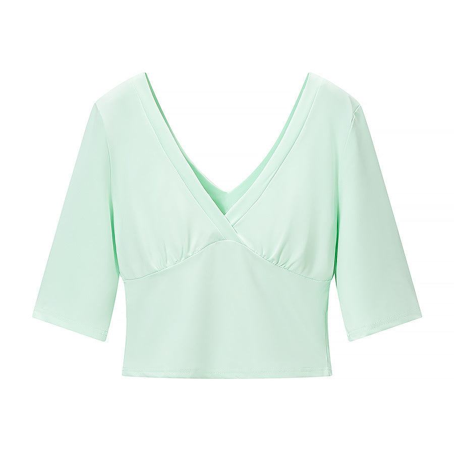 Pure Desire Wind Spicy Girl Cross V-neck Shoulder Top
