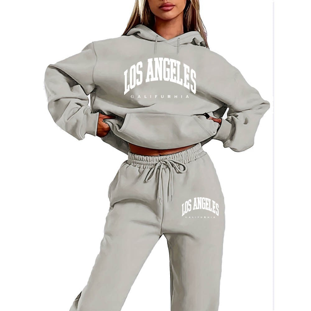 women's sportswear hoodie set,printed  casual high-quality hooded sweatshirt set