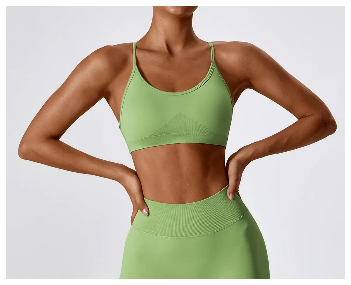Women Cross Strap Sports Bra Women Push Up Sport Bra Yoga Gym Crop Top Brassiere Fitness Top Seamless Sport Bra Breathable Bras