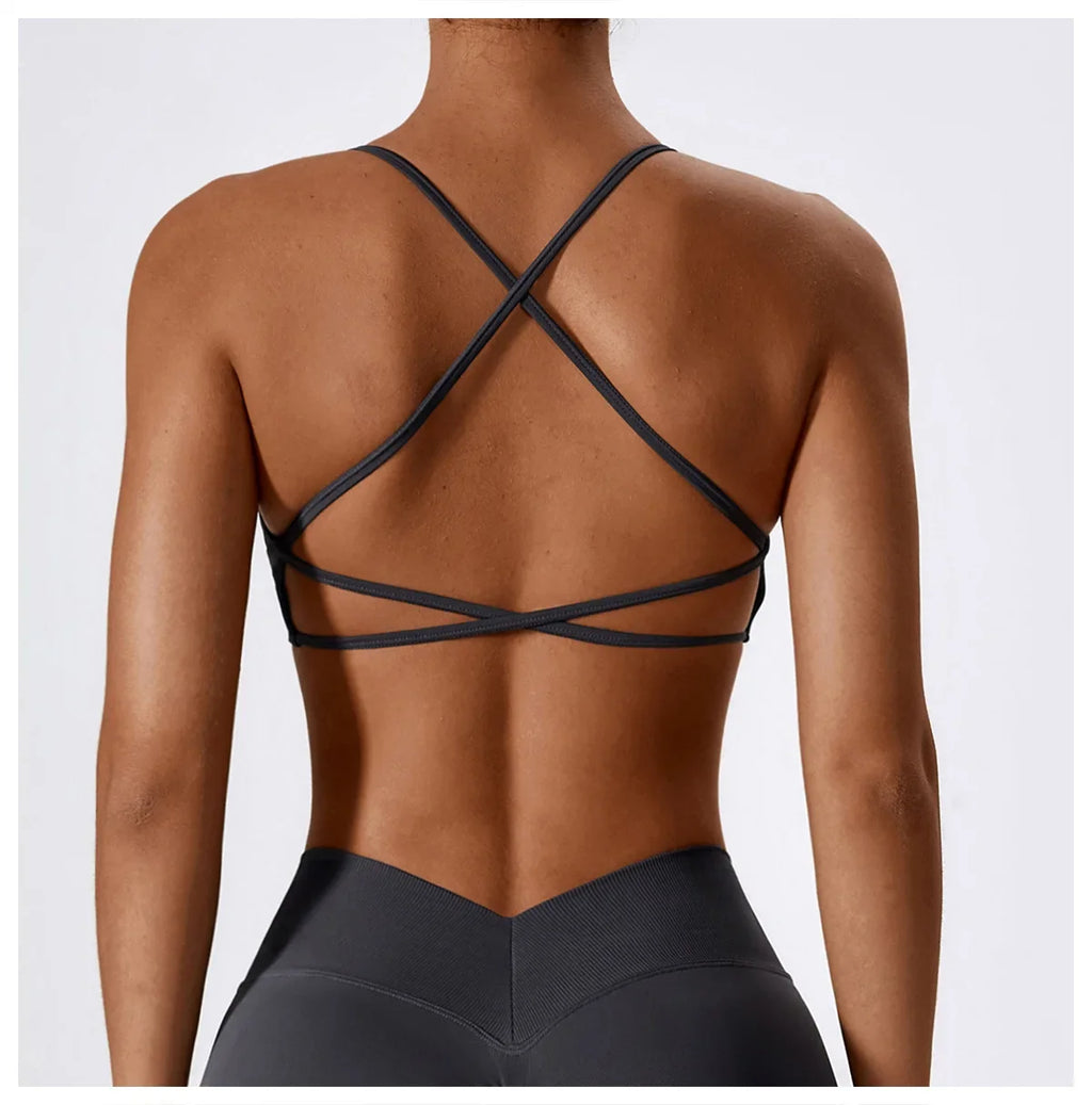 Women Cross Strap Sports Bra Women Push Up Sport Bra Yoga Gym Crop Top Brassiere Fitness Top Seamless Sport Bra Breathable Bras