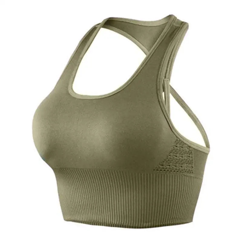 Purple Ribbed Mesh Shockproof Sports Bra